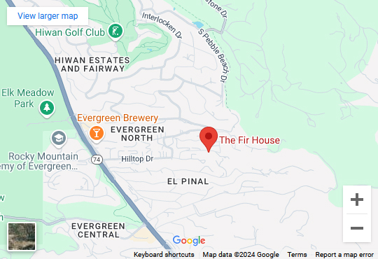 Location map for The Fir House, Evergreen, Colorado.